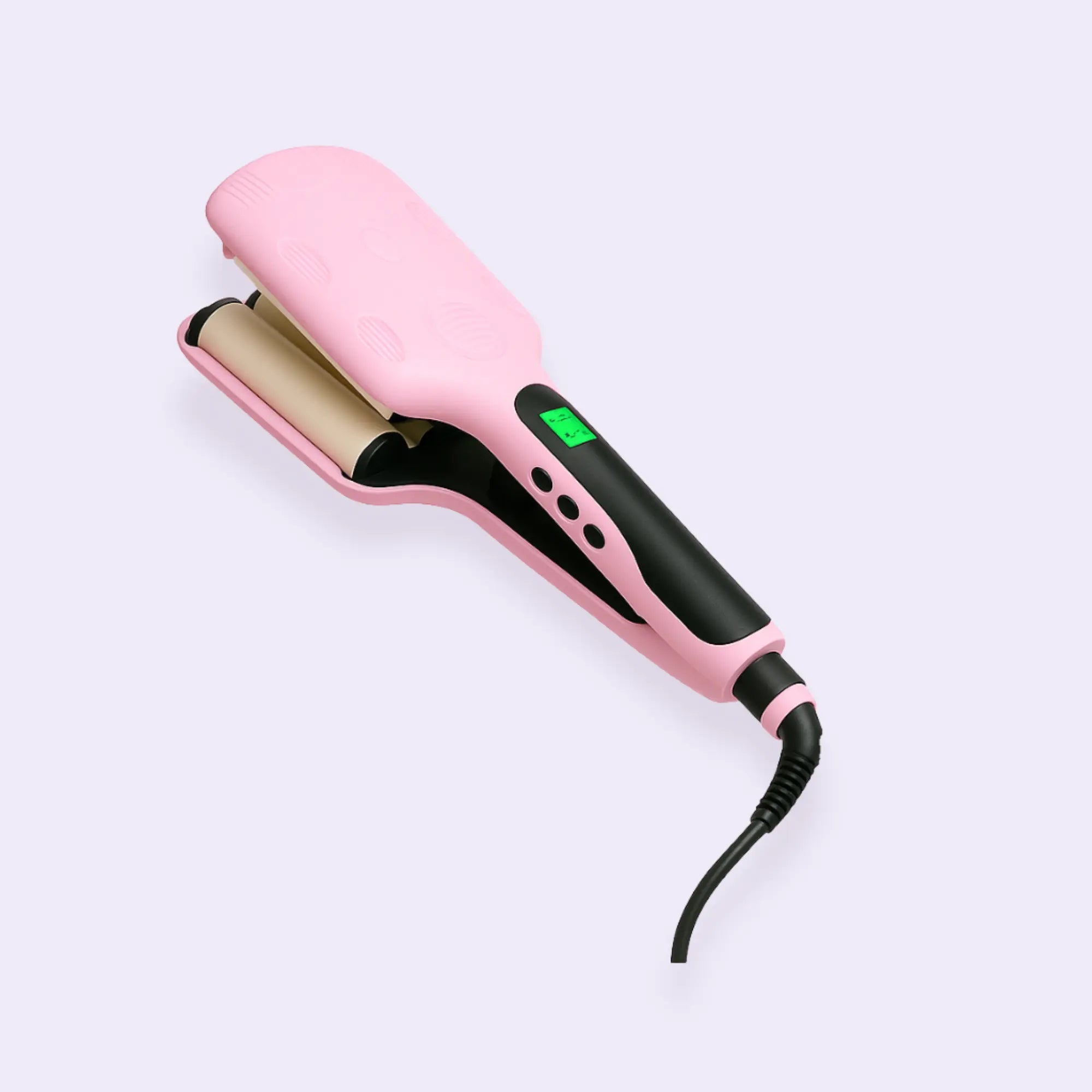 Glowbloom Haarstyler in Rosa mit goldenen Platten – zaubert weiche Waves in wenigen Minuten