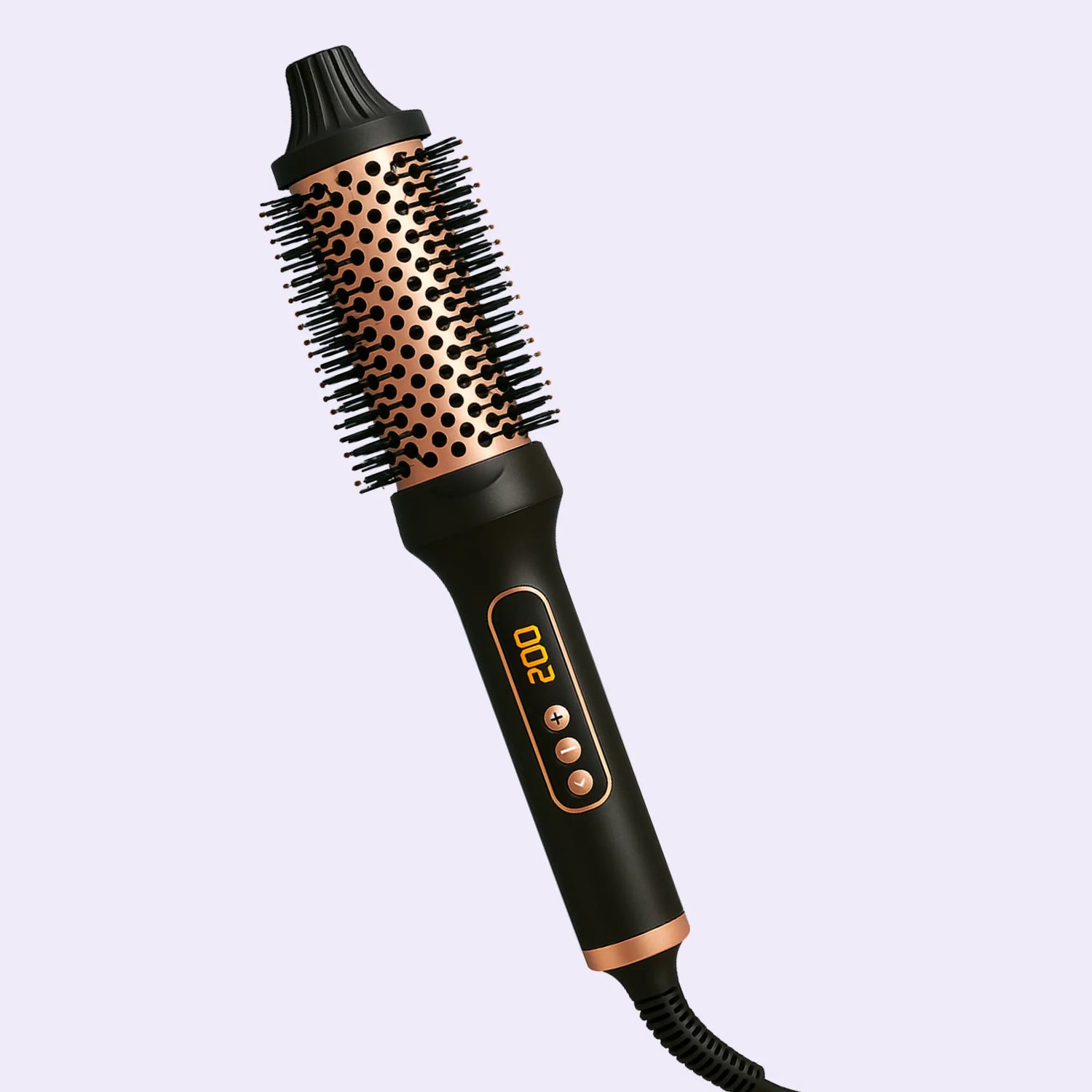 Glowboost Warmluftbürste in Schwarz-Roségold – Stylingtool für glänzendes, müheloses Volumen